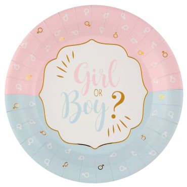 10 assiettes en carton de la collection gender reveal party 