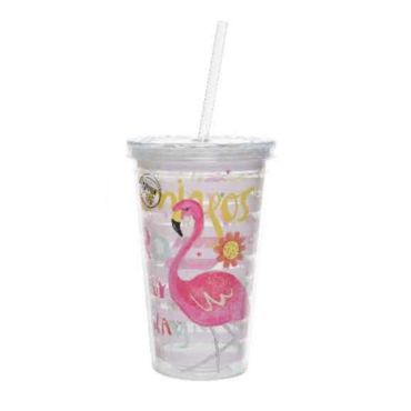 Gobelet anniversaire en plastique avec paille - Flamant rose | jourdefete.com Gobelet anniversaire en plastique avec paille - Flamant rose | jourdefete.com