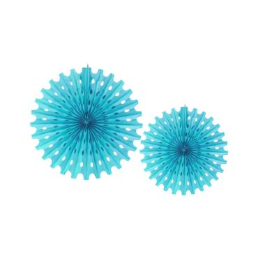 Eventails assortiment de 2 tailles - Turquoise