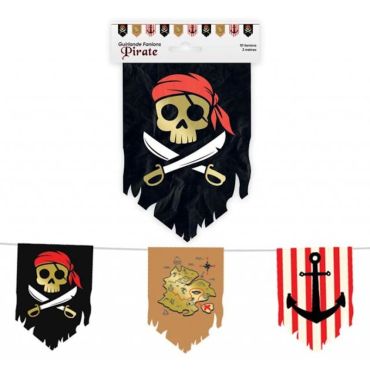 Une guirlande de fanions de 3 mètres sur le thème des pirates | jourdefete.com