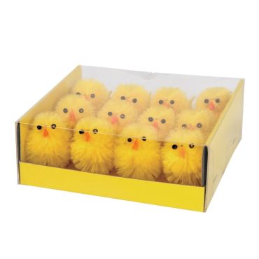 Lot de 12 mini poussins décoratifs jaunes pour Pâques | jourdefete.com