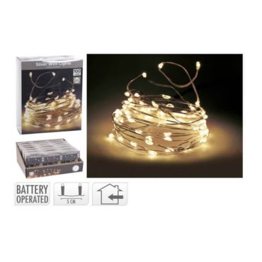 guirlande de 100 led blanc chaud de 495 cm | jourdefetecom