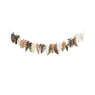 guirlande de feuilles tropicales chocolat kraft ivoire doré 2 m | jourdefete.com