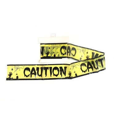 Bande de sécurité Halloween jaune CAUTION avec silhouettes de zombies 7cm x 6m | jourdefete.com