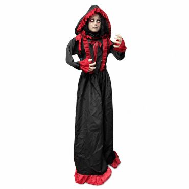 Décoration animée femme à double tête ensanglantée 160 cm sur pieds pour Halloween | jourdefete.com