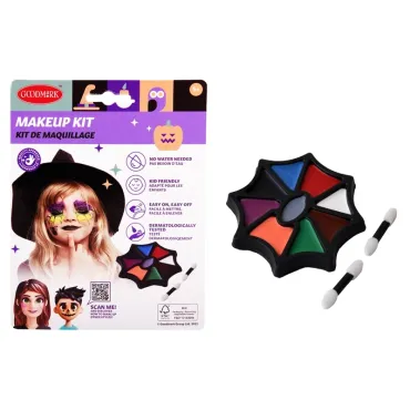Palette de maquillage Halloween en forme de toile d’araignée avec applicateurs — couleurs vives pour enfants | jourdefete.com