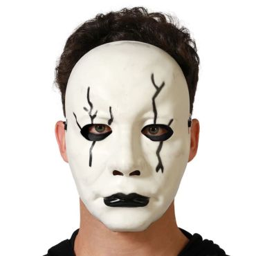 Masque blanc de tueur avec craquelures noires pour Halloween | jourdefete.com