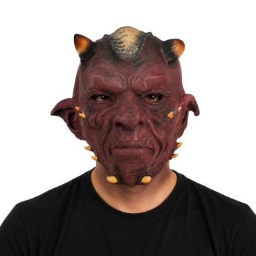 Masque en latex démon rouge d'Halloween avec cornes et pointes | jourdefete.com Masque en latex démon rouge d'Halloween avec cornes et pointes | jourdefete.com