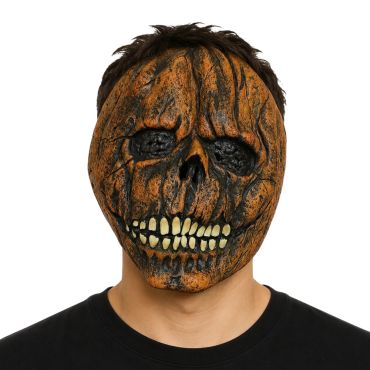 Masque citrouille démoniaque texturé avec dents pointues pour déguisement Halloween | jourdefete.com