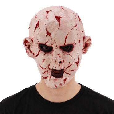 Masque chauve visage écorché et ensanglanté effet blessures réalistes pour Halloween | jourdefete.com