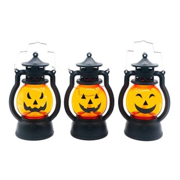 Mini lanterne citrouille LED orange avec visage de Jack-o’-lantern | jourdefete.com