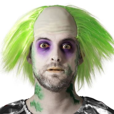 Perruque fantôme chauve avec cheveux verts pour Halloween | jourdefete.com