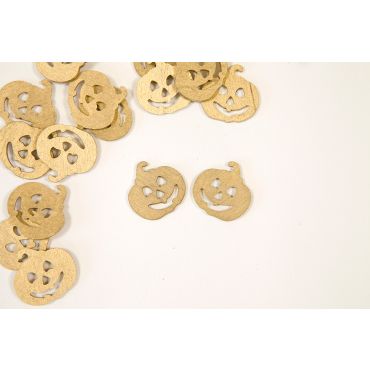 Confettis citrouille en bois pour une table halloween chic | jourdefete.com