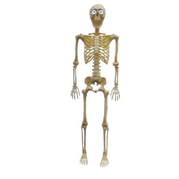 Squelette animé Halloween sur pieds avec yeux lumineux 152 cm | jourdefete.com