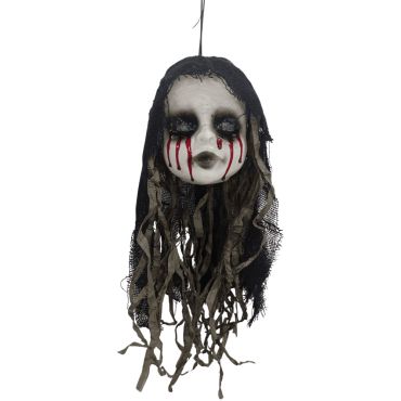 Tête de poupée ensanglantée à suspendre Halloween | jourdefete.com