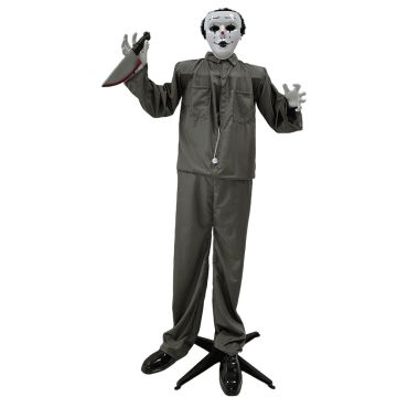 Automate Halloween tueur sur pieds avec couteau animé et sonore 165 cm | jourdefete.com