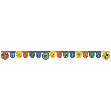 Guirlande Harry Potter Happy Birthday 2 m avec blasons des maisons | jourdefete.com