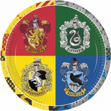 Assiettes Harry Potter maisons Poudlard en carton 23 cm pour anniversaire | jourdefete.com