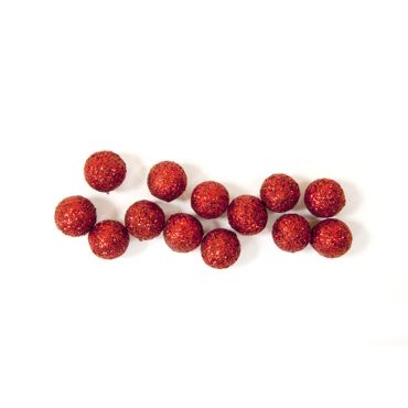 Billes de décoration pailletées x40 - Rouge