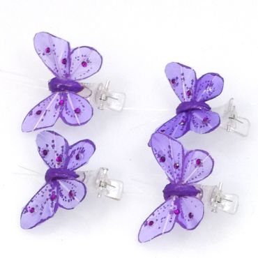 Sachet de 6 Papillons sur Pince avec Strass