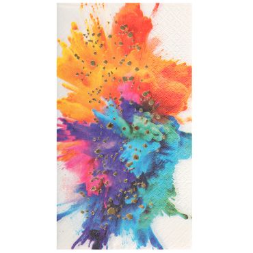 Serviettes de fête Holi multicolores avec motif artistique coloré et éclats dorés | jourdefete.com Serviettes de fête Holi multicolores avec motif artistique coloré et éclats dorés | jourdefete.com