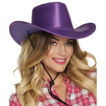 Chapeau de Cow Boy à Sequins - Violet