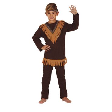 Enfant déguisé en indien apache avec tenue à franges et bandeau | jourdefete.com