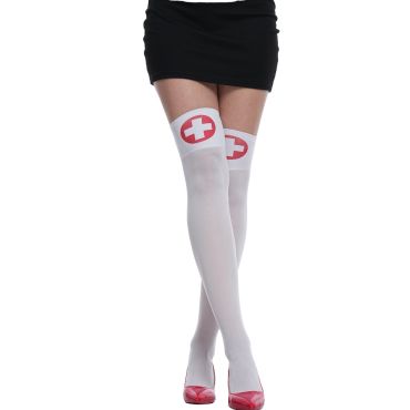 Bas d'infirmière blancs avec croix rouges pour déguisement sexy ou humoristique | jourdefete.com Bas d'infirmière blancs avec croix rouges pour déguisement sexy ou humoristique | jourdefete.com