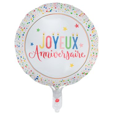 Ballon aluminium rond Joyeux Anniversaire multicolore décoration fête | jourdefete.com Ballon aluminium rond Joyeux Anniversaire multicolore décoration fête | jourdefete.com