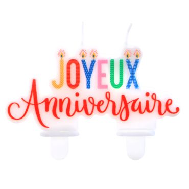 Bougie Joyeux Anniversaire multicolore pour gâteau d’anniversaire | jourdefete.com