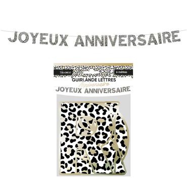 Guirlande de lettres en carton motif léopard Joyeux Anniversaire pour décoration de fête adulte | jourdefete.com Guirlande de lettres en carton motif léopard Joyeux Anniversaire pour décoration de fête adulte | jourdefete.com