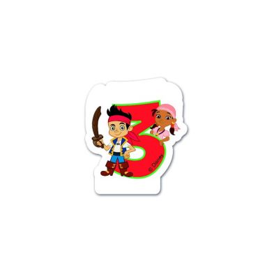 bougie chiffre 3 jack le pirate