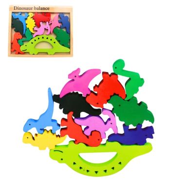 Puzzle en bois d’équilibre dinosaures 11 pièces pour enfants | jourdefete.com
