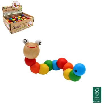 Chenille colorée en bois jouet flexible pour enfant articulation rigolote | jourdefete.com