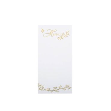 10 Menus Jolis Brins Blancs et Or 10 x 20 cm | jourdefete.com