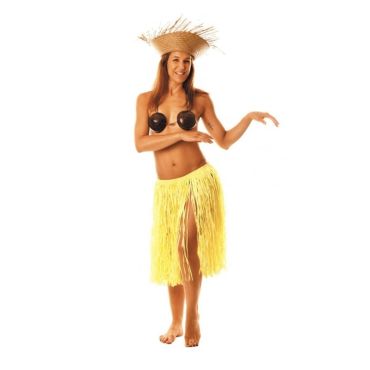 Jupe Hawaïenne Mi-Longue Raffia 60 cm - Jaune Jupe Hawaïenne Mi-Longue Raffia 60 cm - Jaune