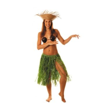 Jupe Hawaïenne Mi-Longue Raffia 60 cm - Vert