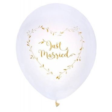 8 Ballons de Baudruche "Just Married" - Or | jourdefete.com 8 Ballons de Baudruche "Just Married" - Or | jourdefete.com