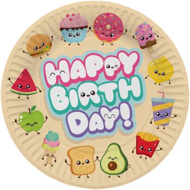 Assiettes en carton d'anniversaire avec personnages kawaii en forme de nourriture | jourdefete.com Assiettes en carton d'anniversaire avec personnages kawaii en forme de nourriture | jourdefete.com