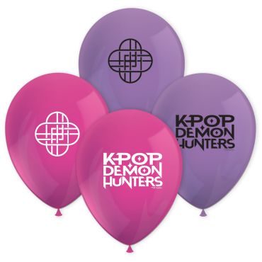 Ballons KPop Demon Hunters roses et violets 30 cm pour anniversaire enfant | jourdefete.com
