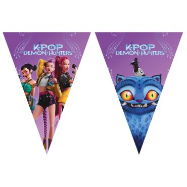 Guirlande fanions triangulaires KPop Demon Hunters anniversaire enfant décoration violette | jourdefete.com Guirlande fanions triangulaires KPop Demon Hunters anniversaire enfant décoration violette | jourdefete.com
