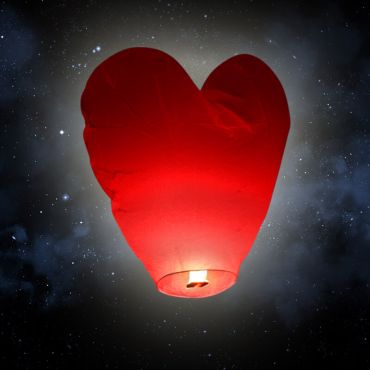 Lanterne volante "coeur" - Rouge