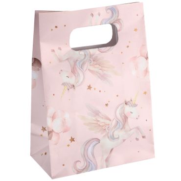 Sac cadeau licorne magique rose avec étoiles dorées | jourdefete.com