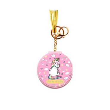 Miroir de poche licorne couleur rose