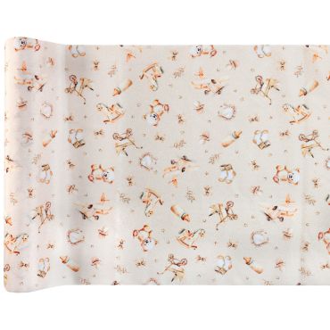 Chemin de table baby shower ourson ivoire décor baptême | jourdefete.com Chemin de table baby shower ourson ivoire décor baptême | jourdefete.com