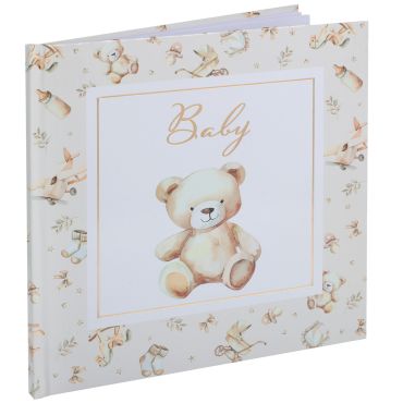 Livre d’or Little Teddy ivoire avec ourson pour baptême et baby shower | jourdefete.com