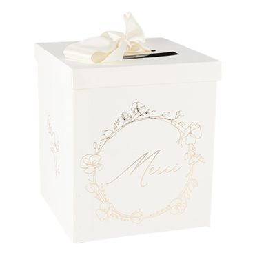 Urne Merci crème et or pour mariage ou baptême | jourdefete.com