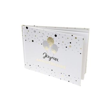 Livre d’or Joyeux Anniversaire blanc et doré pour messages et souvenirs de fête | jourdefete.com