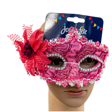 Loup rose avec fleur et galons pour votre événement | jourdefete.com