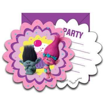 6 Cartes d'Invitation Trolls